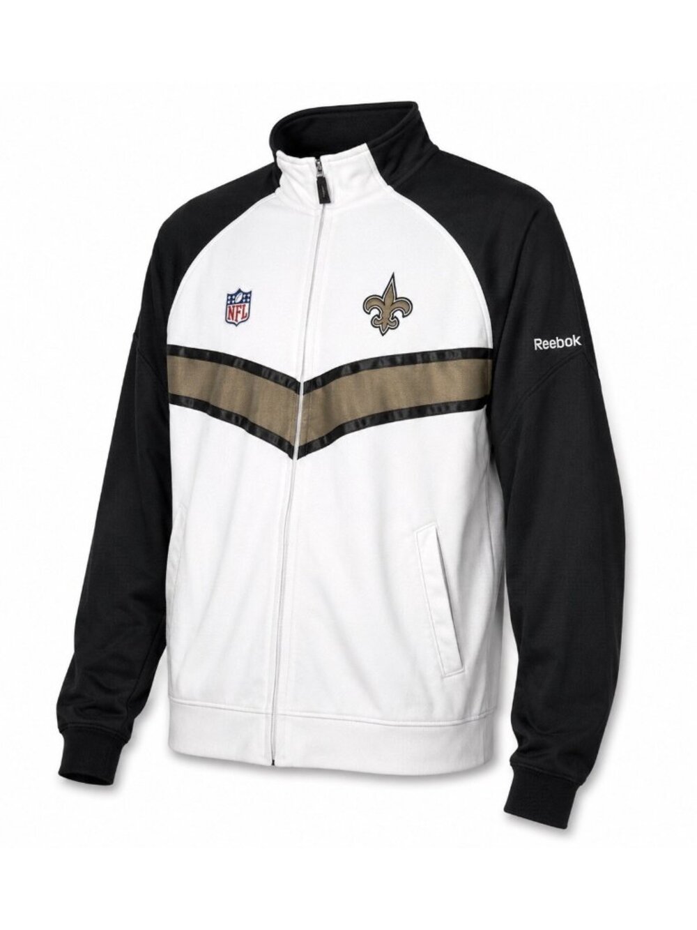 Reebok On Field New Orleans Saints Track Jacket Mens L Black White NFL Sideline